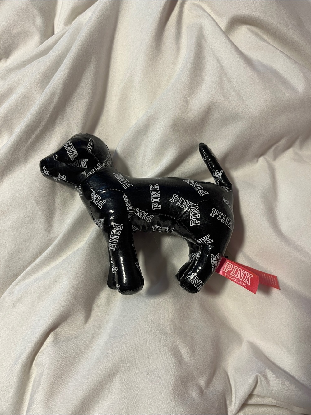 PINK black vinyl dog